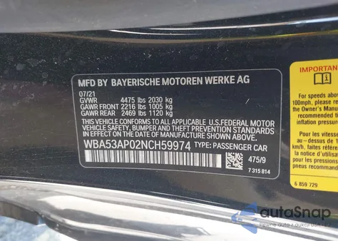 2022 BMW 430I z USA, uszkodzony, nr VIN WBA53AP02NCH59974